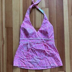 Lilly Pulitzer Pink and White Floral Halter Top